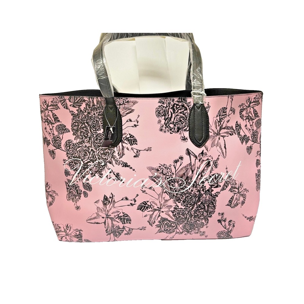 Victoria's Secret Tote , Pink Floral Design, 16 x 11.5 x 5 Gift w/ purchase